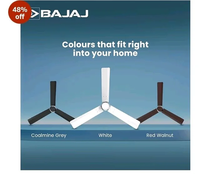 Bajaj Classico Sleek Plus 5S 1200MM (48”) BLDC Ceiling Fan with Remote | BEE 5 Star Rated Energy Efficient | Power Saving | Sleek Compact Design | High Air Delivery |2-Year Warranty |Grey