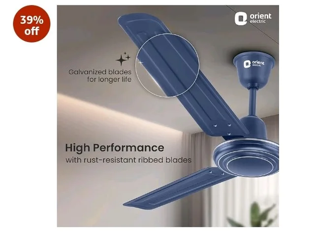 Orient Electric Apex-FX 1200mm Ceiling Fan for Home| BEE 1 Star Rated Energy Efficient Fan| Rust Resistant | Strong and Powerful Motor | 2 Years Warranty by Orient | Blue - Pack of 1