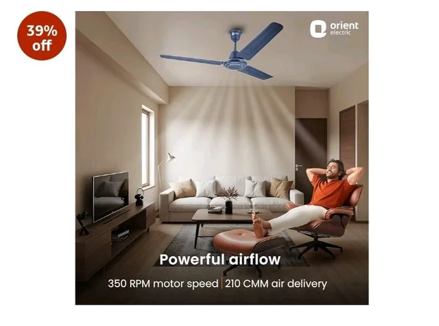 Orient Electric Apex-FX 1200mm Ceiling Fan for Home| BEE 1 Star Rated Energy Efficient Fan| Rust Resistant | Strong and Powerful Motor | 2 Years Warranty by Orient | Blue - Pack of 1