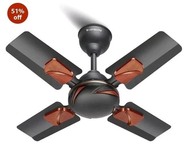 LONGWAY Creta P1 600 mm/24 inch Ultra High Speed 4 Blade Anti-Dust Decorative Star Rated Ceiling Fan 2 Years Warranty (Smoked Brown, Pack of 1)