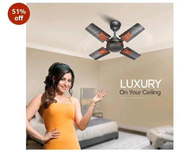 LONGWAY Creta P1 600 mm/24 inch Ultra High Speed 4 Blade Anti-Dust Decorative Star Rated Ceiling Fan 2 Years Warranty (Smoked Brown, Pack of 1)