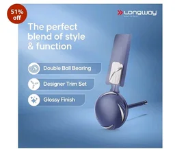 LONGWAY Creta P1 600 mm/24 inch Ultra High Speed 4 Blade Anti-Dust Decorative Star Rated Ceiling Fan 2 Years Warranty (Silver Blue, Pack of 1)