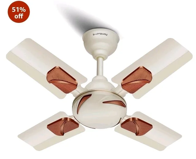 LONGWAY Creta P1 600 mm/24 inch Ultra High Speed 4 Blade Anti-Dust Decorative Star Rated Ceiling Fan (Ivory, Pack of 1)