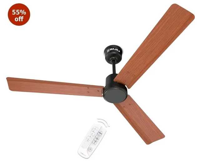 Bajaj Classico Sleek Wood 1200MM (48”) BLDC Ceiling Fan with Remote | BEE 5 Star Rated Energy Efficient | Power Saving | Sleek Compact Design | High Air Delivery |2-Year Warranty |Maple Wood