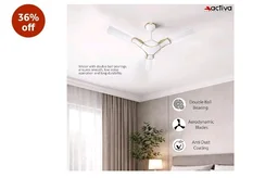 ACTIVA Corolla Pearl Ivory 900mm Ceiling Fan | 650 RPM High Speed | 36 Inch Sweep | Anti-Dust Coating | BEE & BIS Approved | 2-Year Warranty