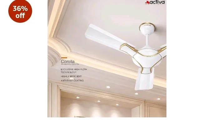 ACTIVA Corolla Pearl Ivory 900mm Ceiling Fan | 650 RPM High Speed | 36 Inch Sweep | Anti-Dust Coating | BEE & BIS Approved | 2-Year Warranty