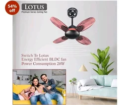 ACTIVA Lotus 600mm BLDC Ceiling Fan with Remote | BEE 5 Star Rated | 28W Energy Saving Motor | 850 RPM High Speed | 4 Blade Silent Fan | Reversible Mode & Timer | Smoke Wood Finish | 5 Year Warranty