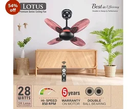 ACTIVA Lotus 600mm BLDC Ceiling Fan with Remote | BEE 5 Star Rated | 28W Energy Saving Motor | 850 RPM High Speed | 4 Blade Silent Fan | Reversible Mode & Timer | Smoke Wood Finish | 5 Year Warranty