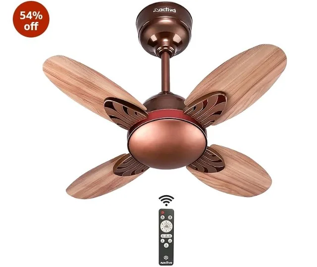 ACTIVA Lotus 600mm BLDC Ceiling Fan with Remote | 28W Energy Saving | 5 Star Rated | 850 RPM High Speed | 4 Blade | Reversible Mode & Timer | Silent | Rose Wood | 5 Year Warranty