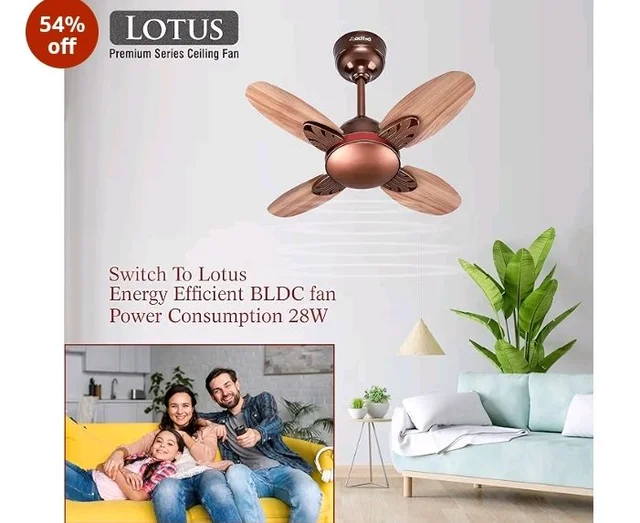ACTIVA Lotus 600mm BLDC Ceiling Fan with Remote | 28W Energy Saving | 5 Star Rated | 850 RPM High Speed | 4 Blade | Reversible Mode & Timer | Silent | Rose Wood | 5 Year Warranty