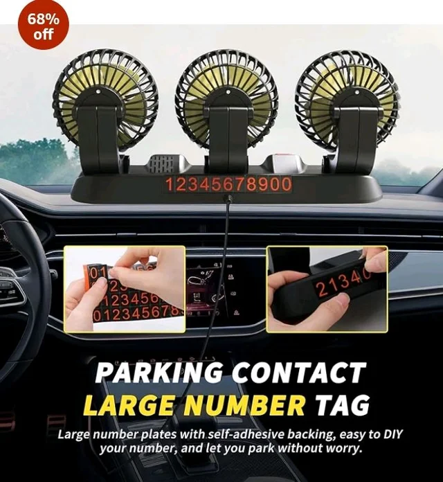 AutoBizarre 12V Electric Car Cooling Fan 360° Rotatable Triple Heads Air Circulator Fan Manual Rotation 2 Speed for All Cars (Black)
68%
off