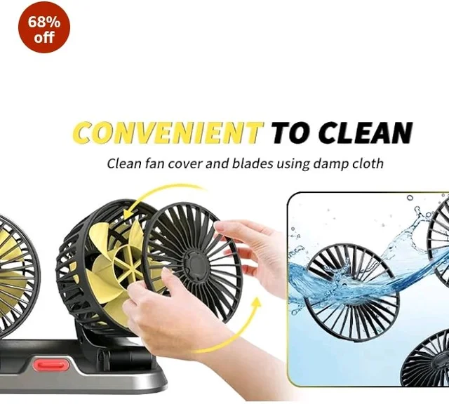 AutoBizarre 12V Electric Car Cooling Fan 360° Rotatable Triple Heads Air Circulator Fan Manual Rotation 2 Speed for All Cars (Black)
68%
off