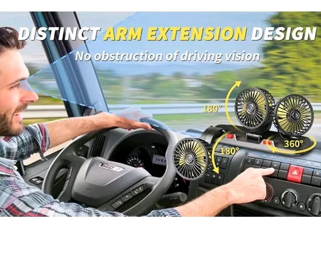 AutoBizarre 12V Electric Car Cooling Fan 360° Rotatable Triple Heads Air Circulator Fan Manual Rotation 2 Speed for All Cars (Black)
68%
off