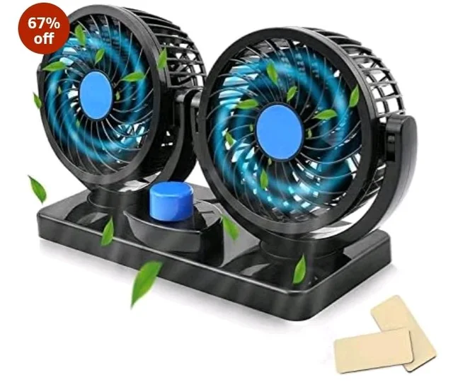 Drumstone (ππ ππππ«π¬ πππ«π«ππ§ππ² 12V Car Fan | Dual Head, 360Β° Rotatable & 2-Speed Cooling Fan | Quiet & Powerful Dashboard Air Circulator | Universal Fit for Cars, Trucks, RVs & SUVs
67%
off