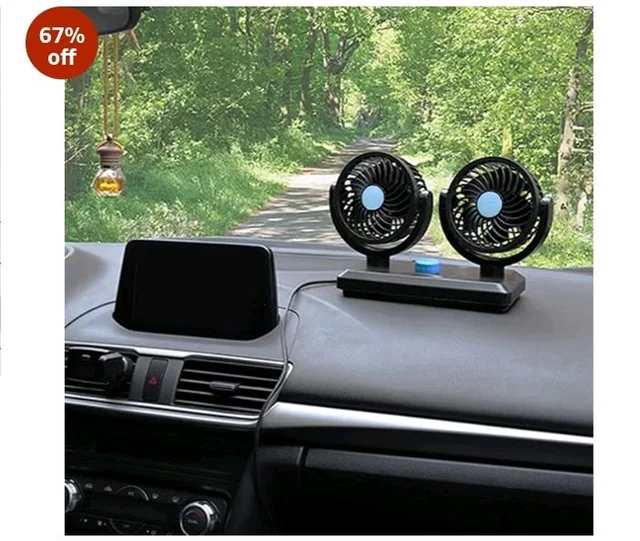 Drumstone (ππ ππππ«π¬ πππ«π«ππ§ππ² 12V Car Fan | Dual Head, 360Β° Rotatable & 2-Speed Cooling Fan | Quiet & Powerful Dashboard Air Circulator | Universal Fit for Cars, Trucks, RVs & SUVs
67%
off