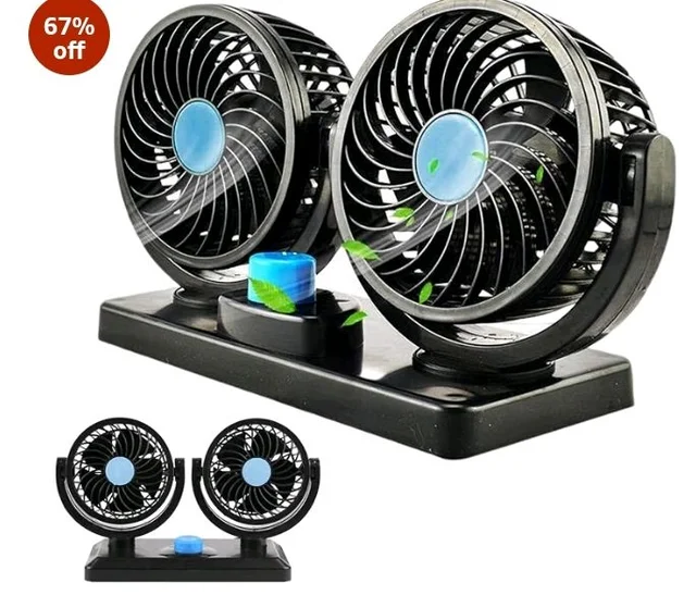 Drumstone (ππ ππππ«π¬ πππ«π«ππ§ππ² 12V Car Fan | Dual Head, 360Β° Rotatable & 2-Speed Cooling Fan | Quiet & Powerful Dashboard Air Circulator | Universal Fit for Cars, Trucks, RVs & SUVs
67%
off