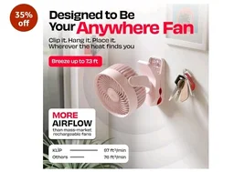 NUUK KLĪP Portable & Rechargeable Clip Fan | 3000mAh Battery | Up to 8 hrs Runtime | Super - silent BLDC Motor | 4 Speed Modes | 360° Manual Head Rotation | Strong 0–55mm Clamp | Type-C Charging