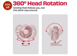 NUUK KLĪP Portable & Rechargeable Clip Fan | 3000mAh Battery | Up to 8 hrs Runtime | Super - silent BLDC Motor | 4 Speed Modes | 360° Manual Head Rotation | Strong 0–55mm Clamp | Type-C Charging