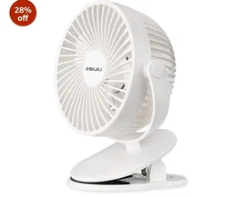 Bajaj Pygmy Mini Fan 110MM | USB Charging | Multi-Clip Function | Rechargeable | 4-Hr Back-up | Silent Operation | Longer Battery Life | Energy Efficient | Portable【White】