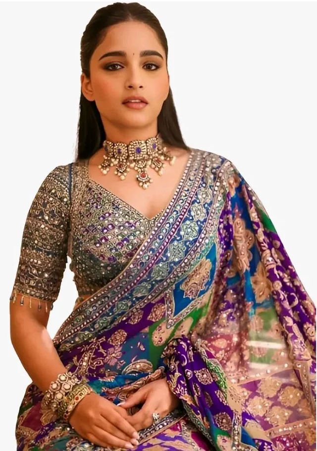 : Generic
Women's Multicolor Designer Soft Printed Saree with Mirror Work & Printed Blouse Piece_6