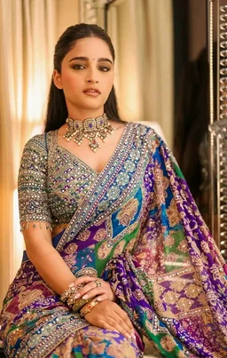 : Generic
Women's Multicolor Designer Soft Printed Saree with Mirror Work & Printed Blouse Piece_6
