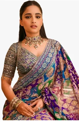: Generic
Women's Multicolor Designer Soft Printed Saree with Mirror Work & Printed Blouse Piece_6