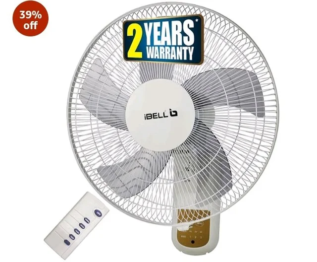 IBELL VIVA High Speed Wall Fan with Remote, 5 Leaf, 406mm, Low Noise Motor, White