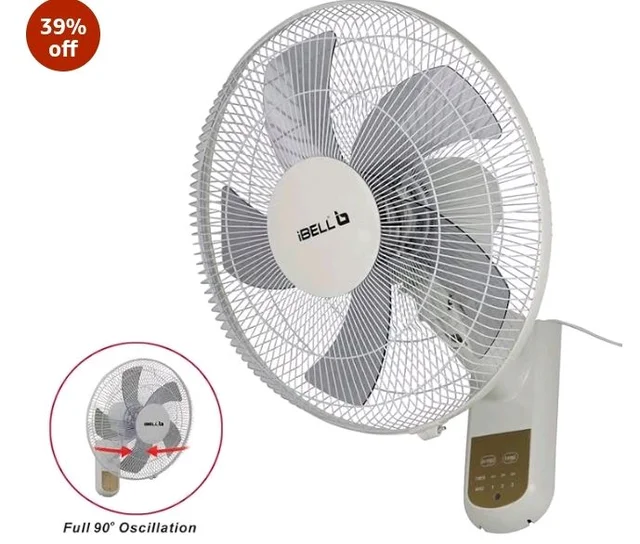 IBELL VIVA High Speed Wall Fan with Remote, 5 Leaf, 406mm, Low Noise Motor, White