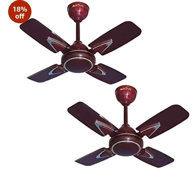 ACTIVA Galaxy-1 600mm Ceiling Fan Pack of 2 | 850 RPM High Speed | 50W Copper Motor | 4 Blades | Anti-Dust Coating | Small Room Ceiling Fan | 2 Year Warranty (Deco Brown)
18%
off