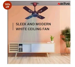 ACTIVA Galaxy-1 600mm Ceiling Fan Pack of 2 | 850 RPM High Speed | 50W Copper Motor | 4 Blades | Anti-Dust Coating | Small Room Ceiling Fan | 2 Year Warranty (Deco Brown)
18%
off