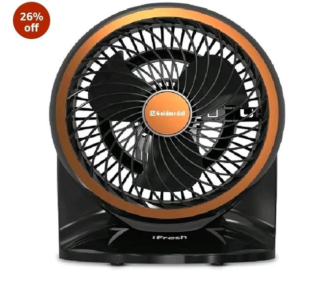 Goldmedal i-Fresh 230 mm Table & Wall Fan | 2100 RPM High-Speed Motor
3 Speed Settings | Personal Fan for Home & Office | Durable Design | Black
26%
off