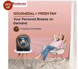 Goldmedal i-Fresh 230 mm Table & Wall Fan | 2100 RPM High-Speed Motor
3 Speed Settings | Personal Fan for Home & Office | Durable Design | Black
26%
off