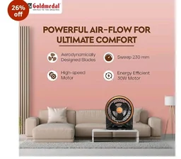 Goldmedal i-Fresh 230 mm Table & Wall Fan | 2100 RPM High-Speed Motor
3 Speed Settings | Personal Fan for Home & Office | Durable Design | Black
26%
off
