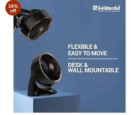 Goldmedal i-Fresh 230 mm Table & Wall Fan | 2100 RPM High-Speed Motor
3 Speed Settings | Personal Fan for Home & Office | Durable Design | Black
26%
off