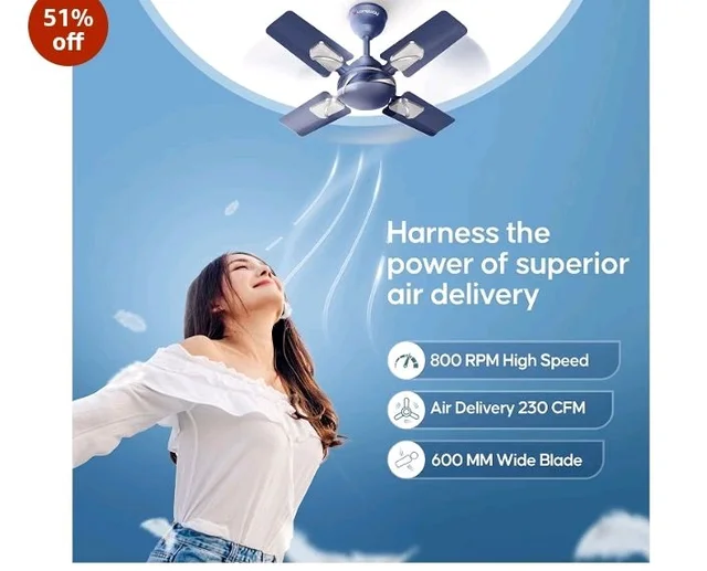 LONGWAY Creta P1 600 mm/24 inch Ultra High Speed 4 Blade Anti-Dust Decorative Star Rated Ceiling Fan 2 Years Warranty (Silver Blue, Pack of 1)