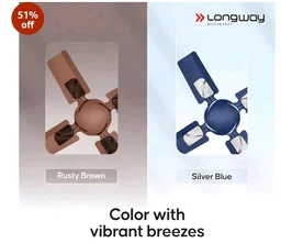 LONGWAY Creta P1 600 mm/24 inch Ultra High Speed 4 Blade Anti-Dust Decorative Star Rated Ceiling Fan 2 Years Warranty (Silver Blue, Pack of 1)