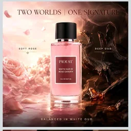 PROUSTFRAGRANCES White Oud in Rose Garden Eau De Parfum 100ml | Clean, 12-Hour Long Lasting Floral Perfume for Men & Women | Rose, Oud & Sandalwood Perfume | Luxury Gift, Everyday Wear, 800 Spritz