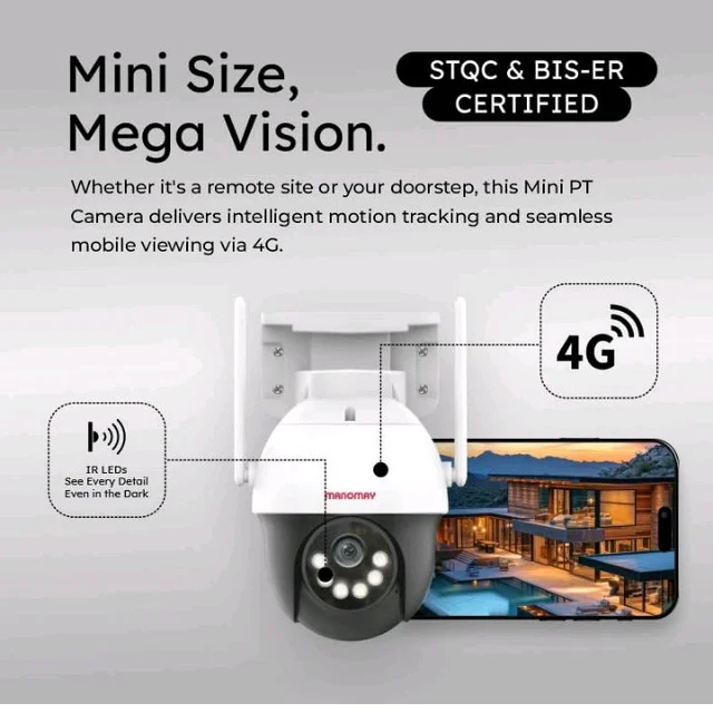 MANOMAY 3MP 4G Pan Tilt Security Camera IP65 Rated Smart Auto Tracking Two Way Audio Human Detection 4G SIM Support 256GB Memory Card Cloud Storage Alexa Compatible M1094S| BIS-ER Approved
50+ bought in past month