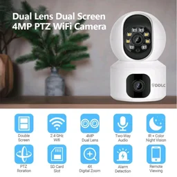 DDLC 5MP Indoor WiFi Smart CCTV Camera for Home | 1080p HD | Color Night Vision | Motion Detection | Two Way Audio | Wireless Home Security Camera with Mobile App V380 Pro (Upro Dual Lens)
35%
off