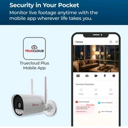 Trueview 3MP Smart WiFi Bullet Security Camera | All Time Color Night Vision | IP66 Waterproof | Human Detection | Two Way Audio | 256GB Memory Card Support | Alexa Compatible | STQC Approved T18295S
