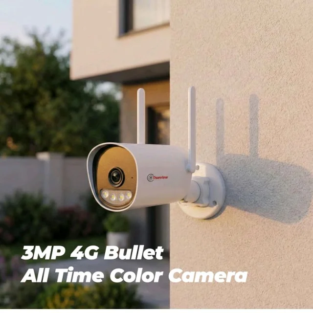 Trueview 3mp All Time Color 4G Sim Based Bullet CCTV Security Camera for Home, Shop, Office, Farm, and Construction Site | IP66 Waterproof Rating | 11 IR (T18292SF-3MP 4G Bullet STQC)