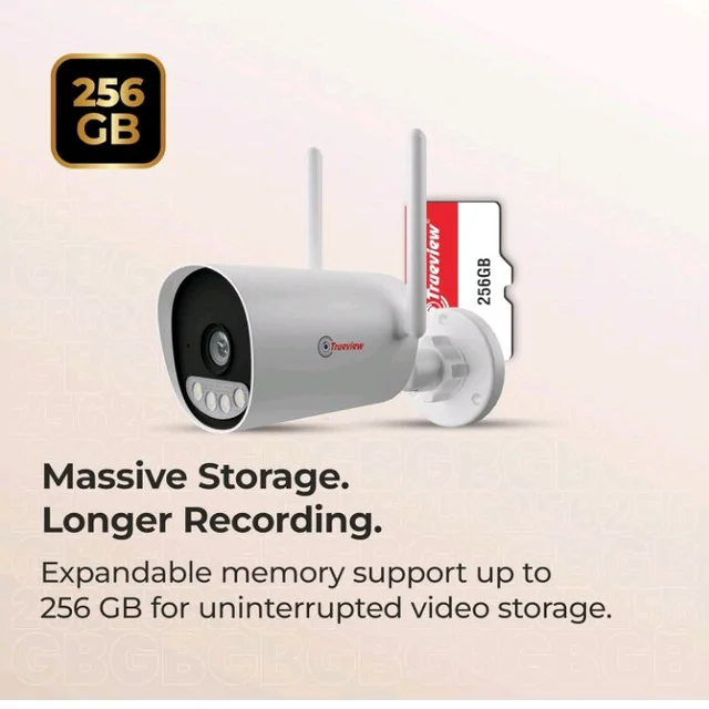 Trueview 3mp All Time Color 4G Sim Based Bullet CCTV Security Camera for Home, Shop, Office, Farm, and Construction Site | IP66 Waterproof Rating | 11 IR (T18292SF-3MP 4G Bullet STQC)