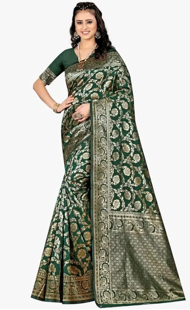 Shasmi Women's Banarasi Saree Pure Kanjivaram Silk Saree Soft new ladies 2026 Design Wear Pattu Sarees Latest Cotton Party Sari collections With Blouse Piece for Wedding sadi (PARI 164)