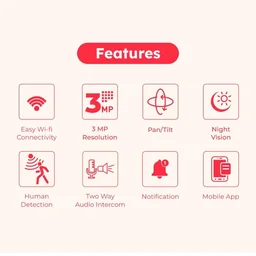 MANOMAY 3MP Wi-Fi Pan-Tilt Security Camera | BIS-ER Certified (STQC) | 360° Smart Tracking | Two-Way Audio | All Time Color Night Vision | Alexa Support | Works with Android & iOS (M1078S)
50+ bought in past month
60%
off