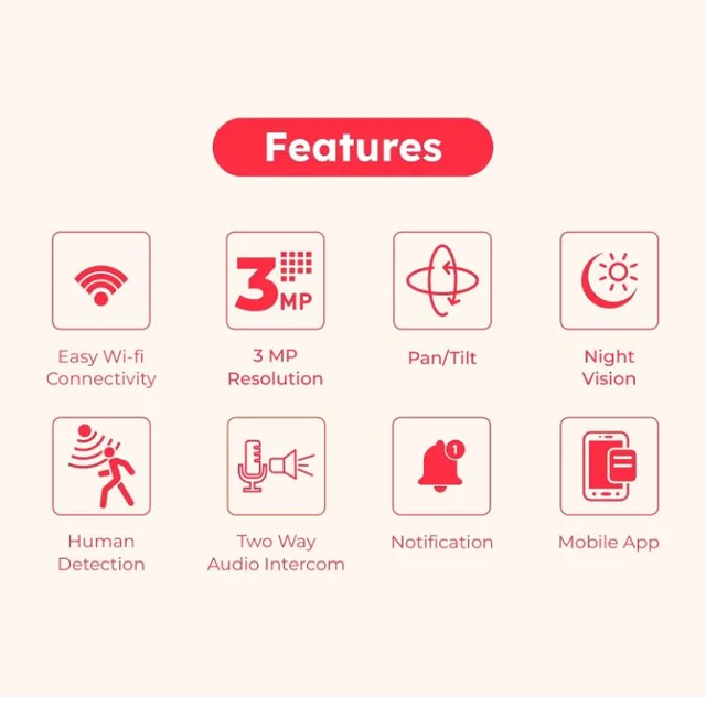 MANOMAY 3MP Wi-Fi Pan-Tilt Security Camera | BIS-ER Certified (STQC) | 360° Smart Tracking | Two-Way Audio | All Time Color Night Vision | Alexa Support | Works with Android & iOS (M1078S)
50+ bought in past month
60%
off