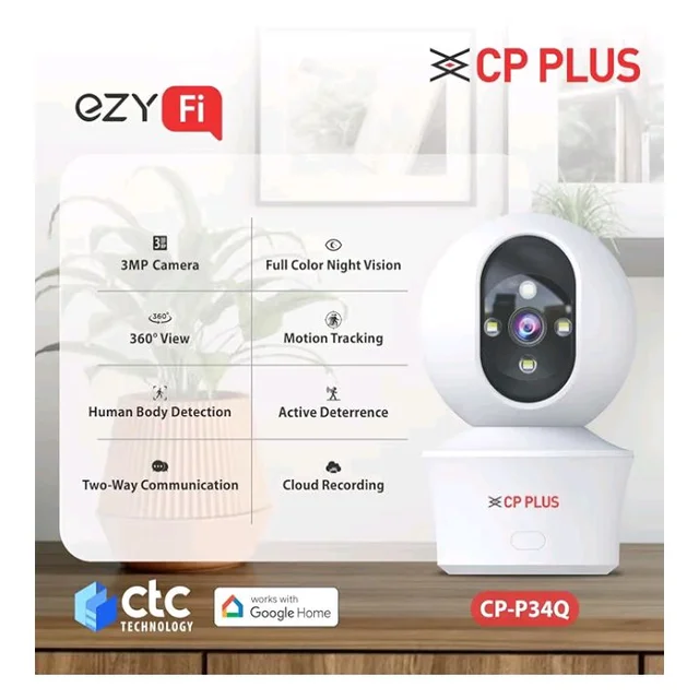 CP PLUS 3MP Smart Wi-Fi CCTV Camera for Home with 360° Pan & Tilt | View & Talk | Smart Detection Suite | Night Vision 30 Mtr | Cloud Recording | CTC Cyber Secure Tech | EZ-P34Q
500+ bought in past month