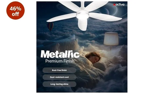 ACTIVA Aero Five Light 1200mm BLDC Ceiling Fan | 28W | 5 Blade | 5 Star Energy Saving | High Speed | Remote, Timer, Reversible | ABS Body | Pearl White | Pack of 1