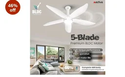 ACTIVA Aero Five Light 1200mm BLDC Ceiling Fan | 28W | 5 Blade | 5 Star Energy Saving | High Speed | Remote, Timer, Reversible | ABS Body | Pearl White | Pack of 1