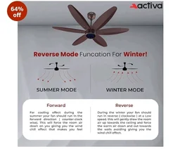 ACTIVA JETTA 1200mm BLDC Ceiling Fan with Remote | 28W BEE 5 Star Energy Saving Fan | 6 Wooden Finish Blades, 7 LED Lights | Noiseless | Rusty Brown | 5 Year Warranty
