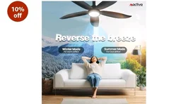 ACTIVA BLDC Ceiling Fan 1200mm Aero Five With Remote Control | 5 Blade ABS Body | BEE 5 Star Rated 28W Energy Saving | High Speed Air Delivery, Reversible Mode, Timer | 5 Year Warranty | Pearl Grey